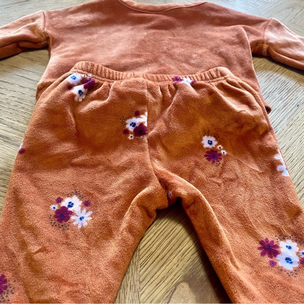 0-3m CAT & JACK Rust Orange Velour Outfit set